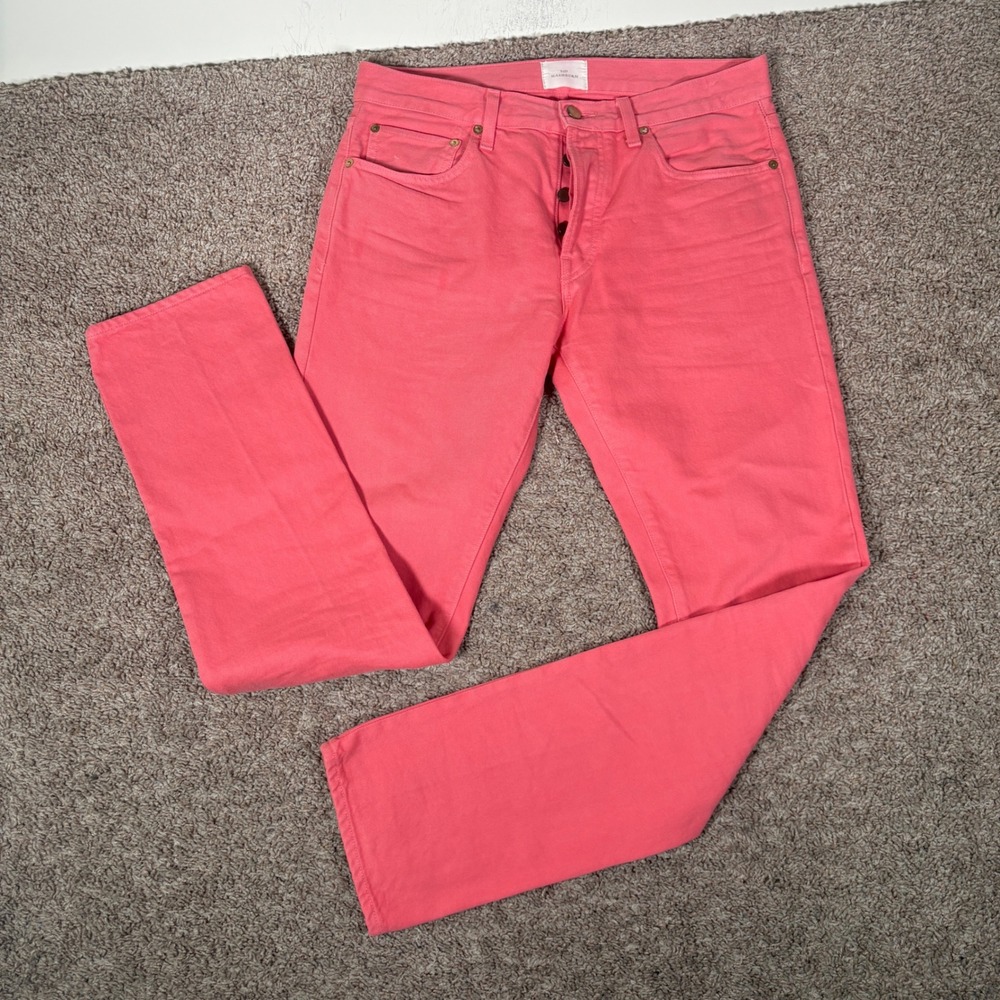 Sid Mashburn Mens Coral Pink Cotton Canvas Straight Leg Jeans 32x32 Made in USA